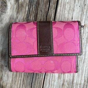 Coach Pink and Brown Tri fold wallet